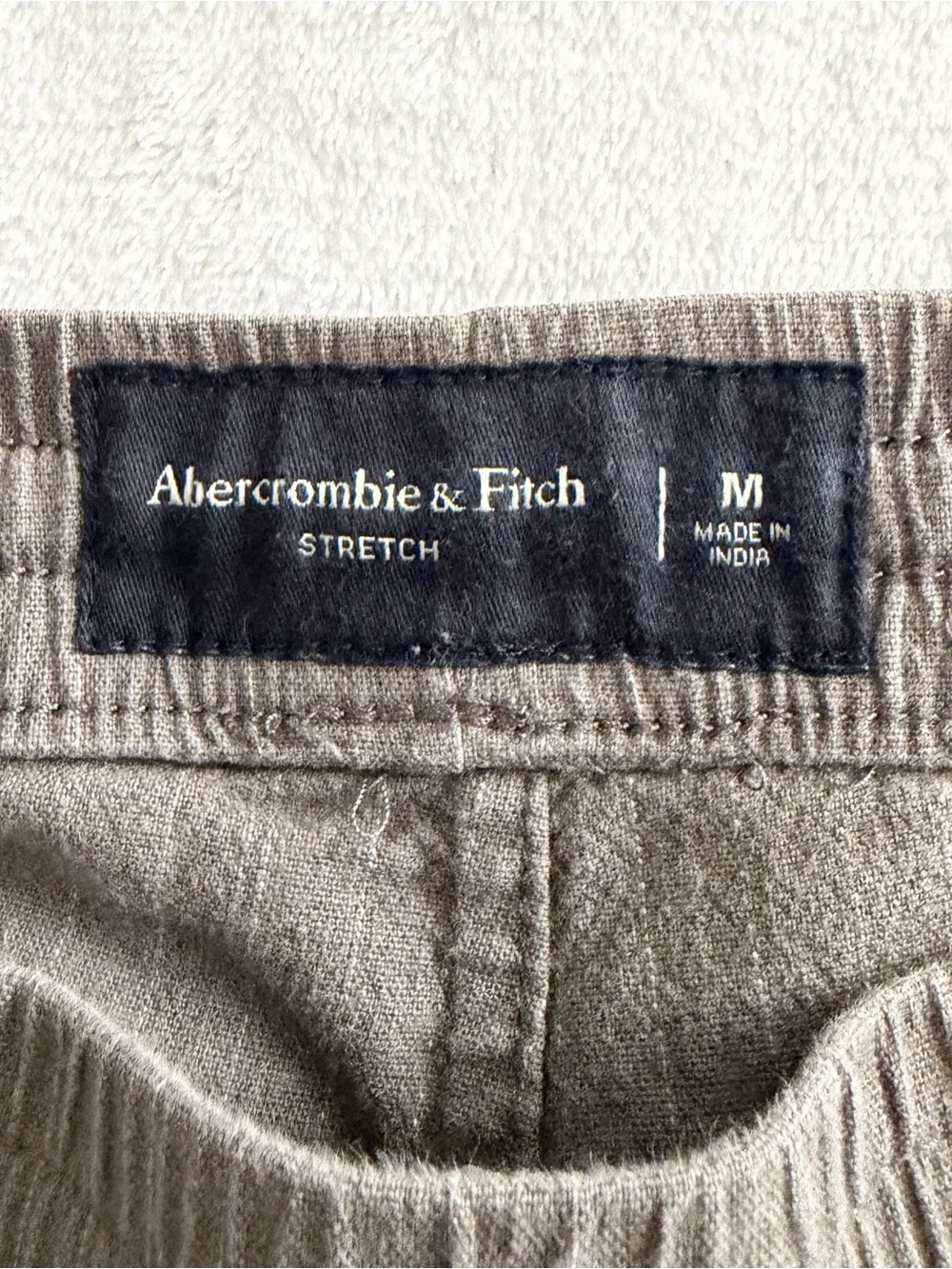 Abercrombie & Fitch Men's Flat Front Shorts Gray Pinstripe Size M Linen Blend